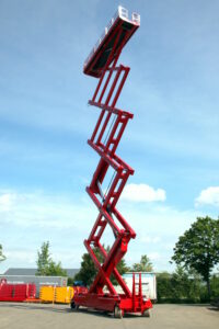 PB mega scissor lift with extreme 37.50 m working height and strong 750 kg lifting capacity